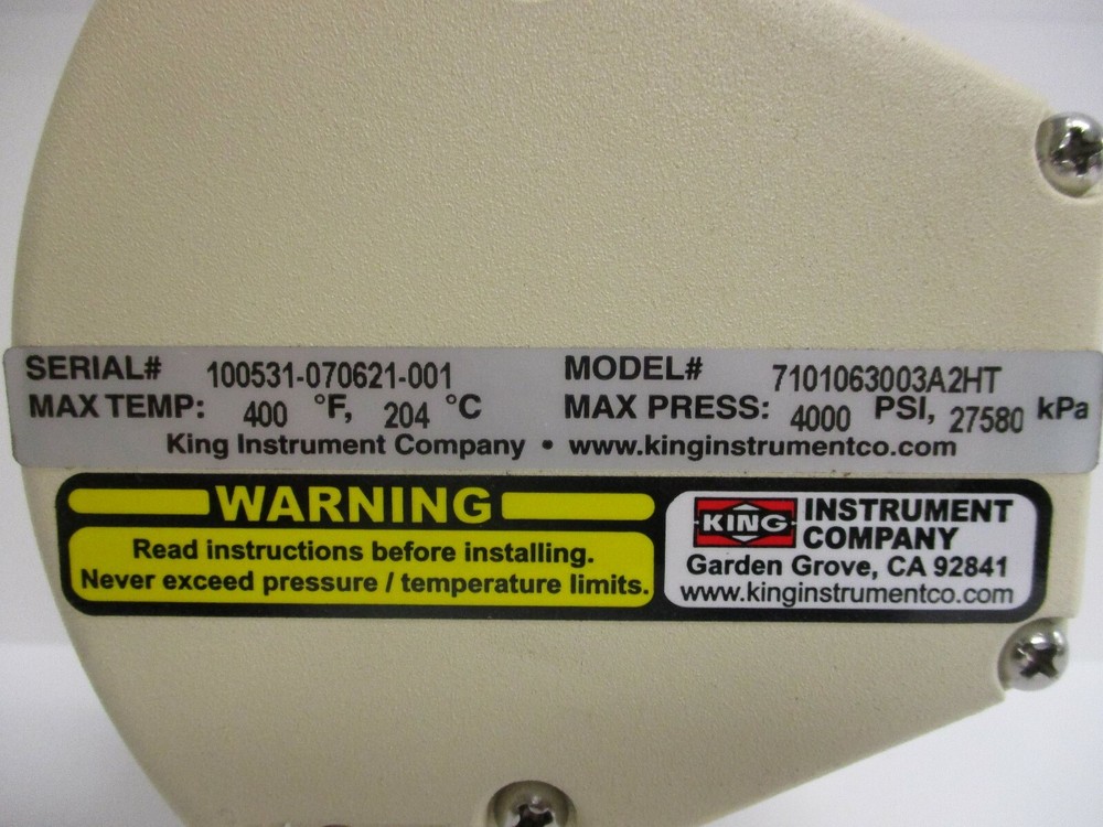 KING INSTRUMENT, 7100 SERIES FLOWMETER, 7101063003A2HT