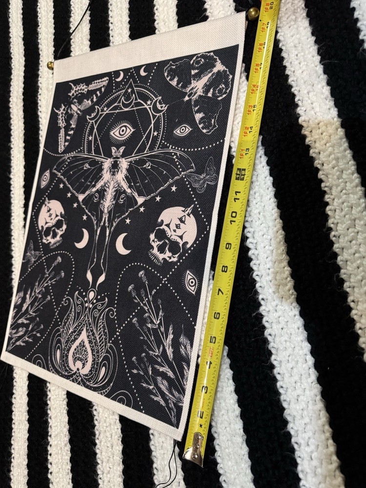 Canvas Scroll Moth Occult Moon Skulls Halloween Witch