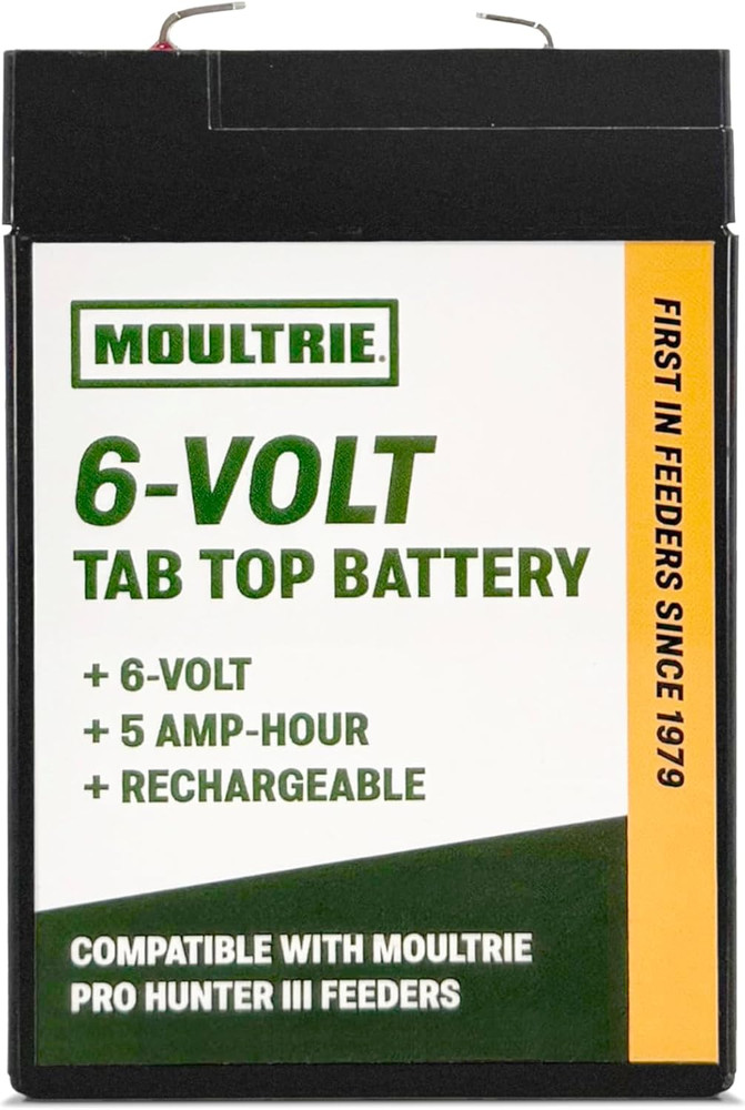 Moultrie 6 Volt Tab Top Battery - Designed for Moultrie Pro Hunter 3 Series Feed