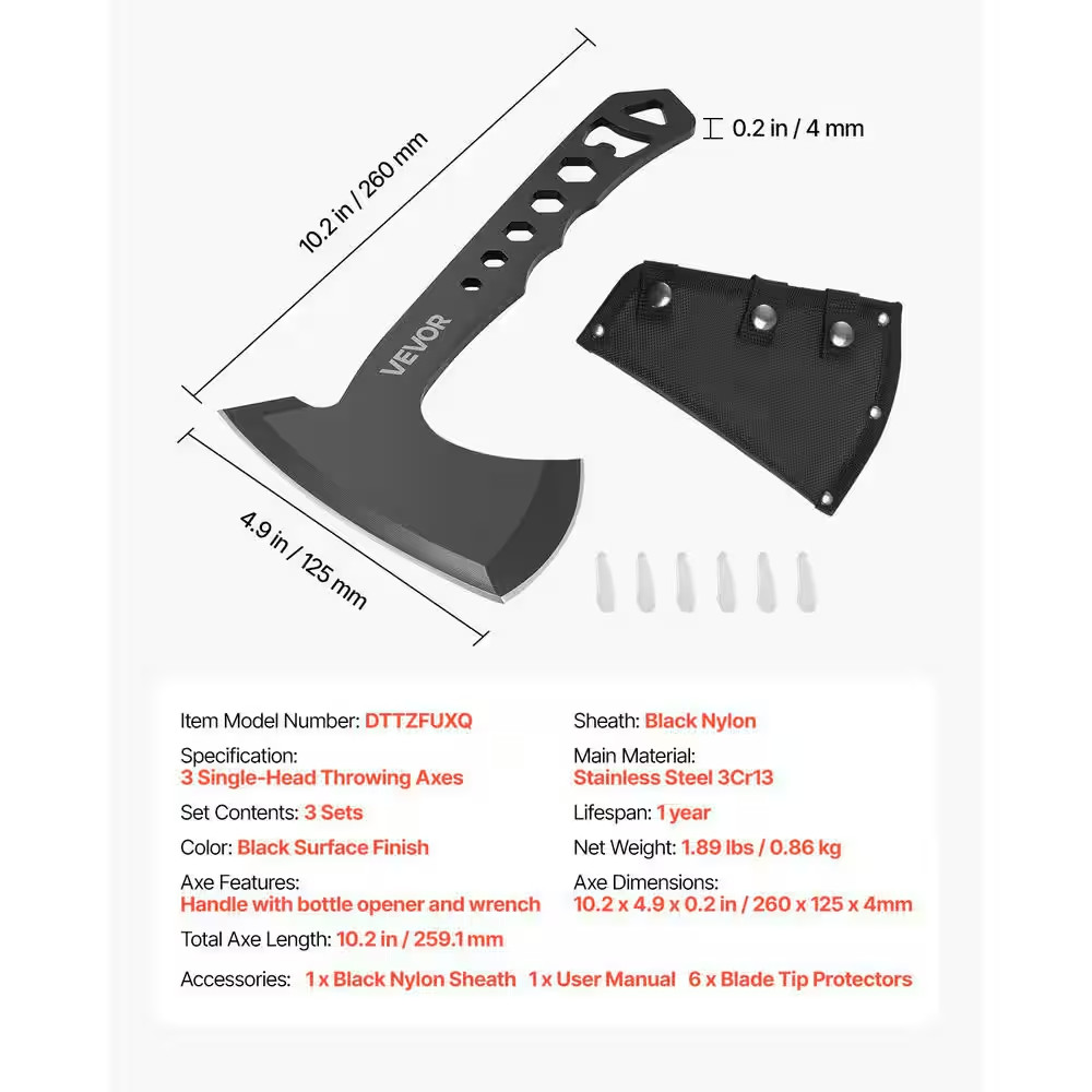 Throwing Axes and Tomahawks, 3-Pack Axe Throwing Hatchet Set, Multi-Functional H