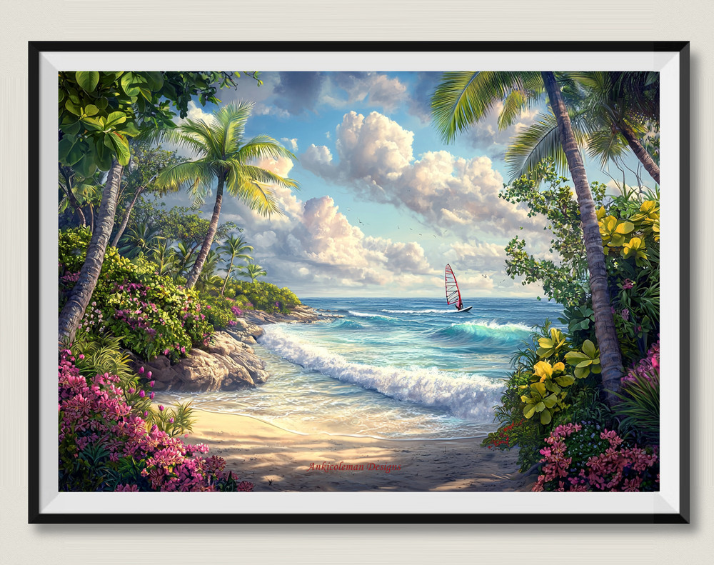 Windsurfing on Cabarete - DIY CHart Counted Cross Stitch Patterns Needlework DMC