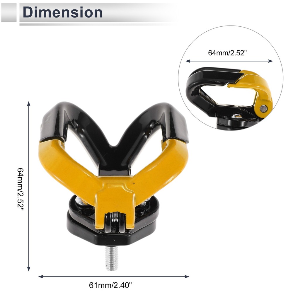 Butterfly Hook Opening-Closing Double Motorcycle Hook 1pc Black Yellow