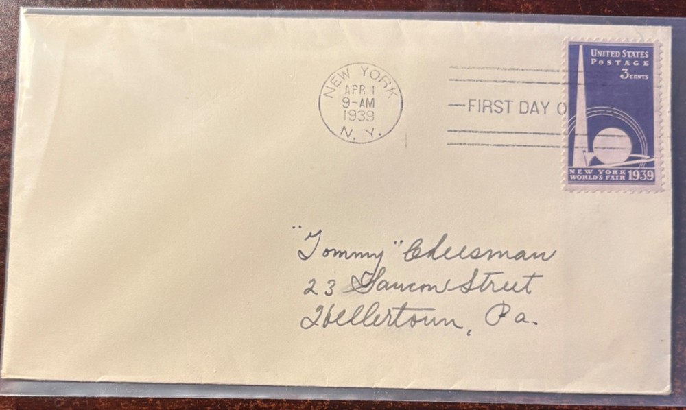 #853 Worlds Fair FDC, addressed, without cachet