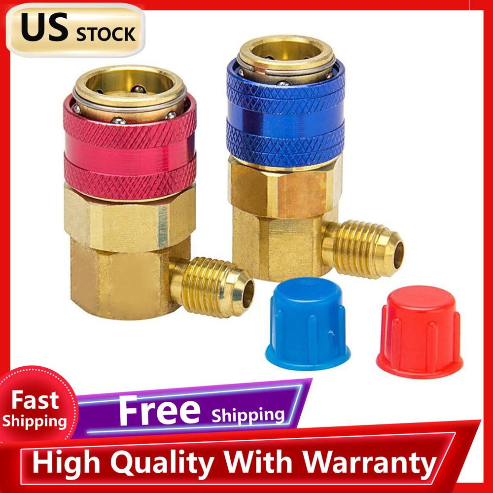 AC Quick Coupler Adapter Manifold Connector High & Low Side 1/4" SAE HVAC NEW