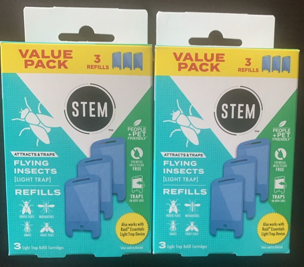 Stem Flying Insect Light Trap Refills 3 Pack (2) Raid Essentials Compatible