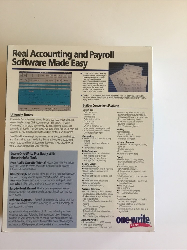 New Sealed One Write Plus Accounting Payroll - Software