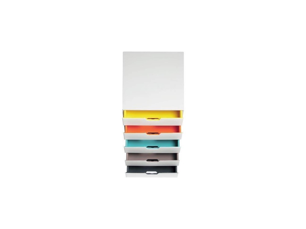 DURABLE VARICOLOR MIX 5 Drawer Desktop Storage Box, White/Multicolor