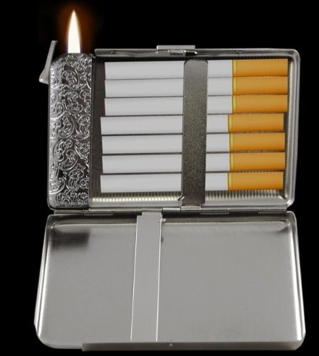 Outer Space D1 Cigarette Case with Built in Lighter Metal Wallet SP
