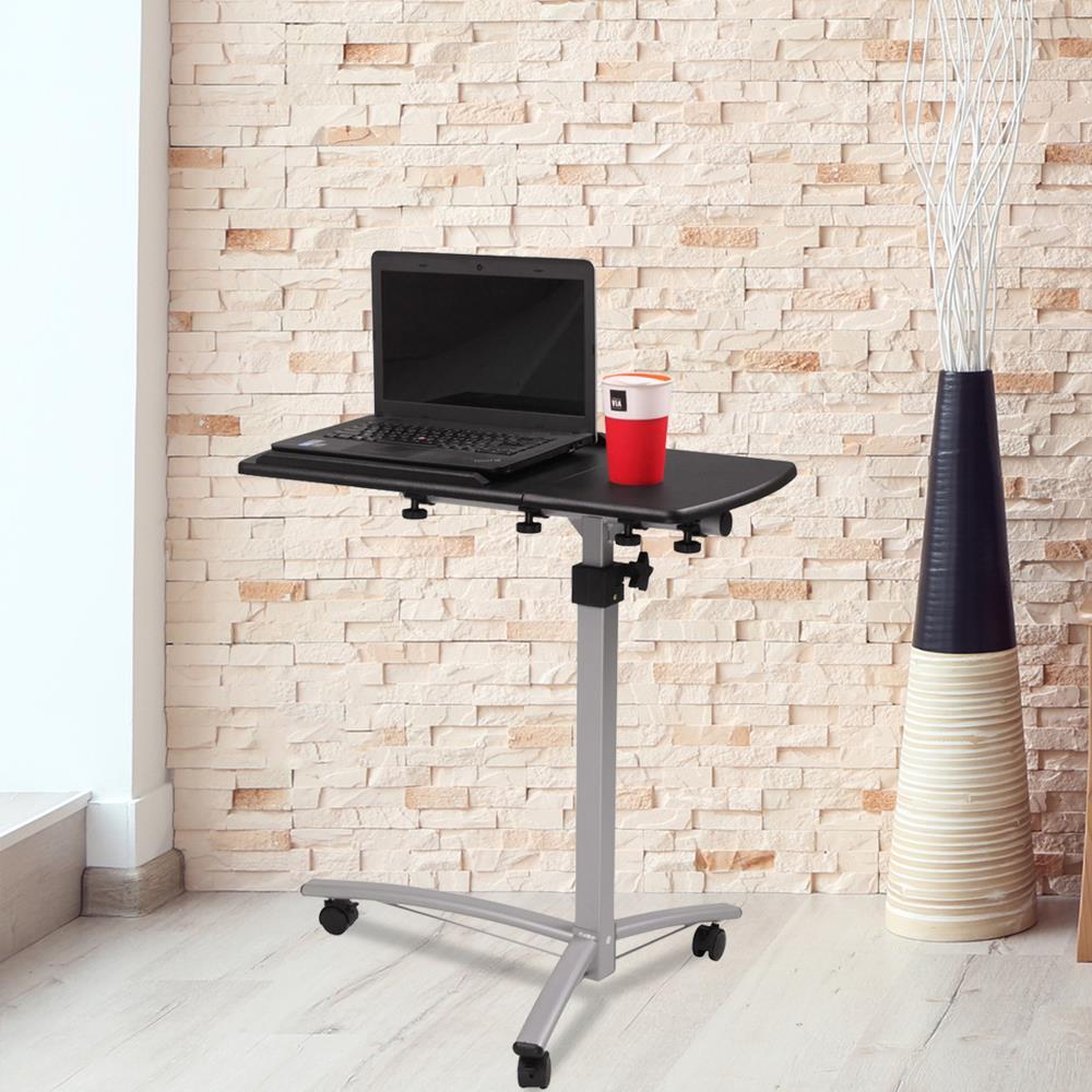 Rolling Height Angle Adjustable Laptop Stand Computer Desk Portable PC Bed Table