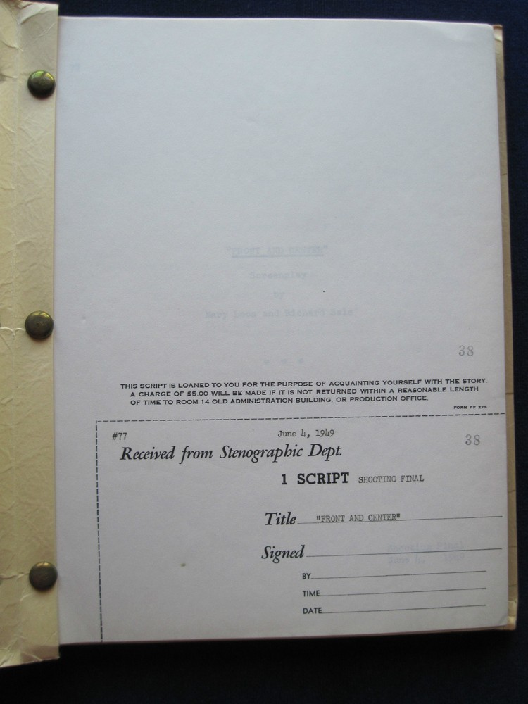 WHEN WILLIE COMES MARCHING HOME Original Script - JOHN FORD Directed Film