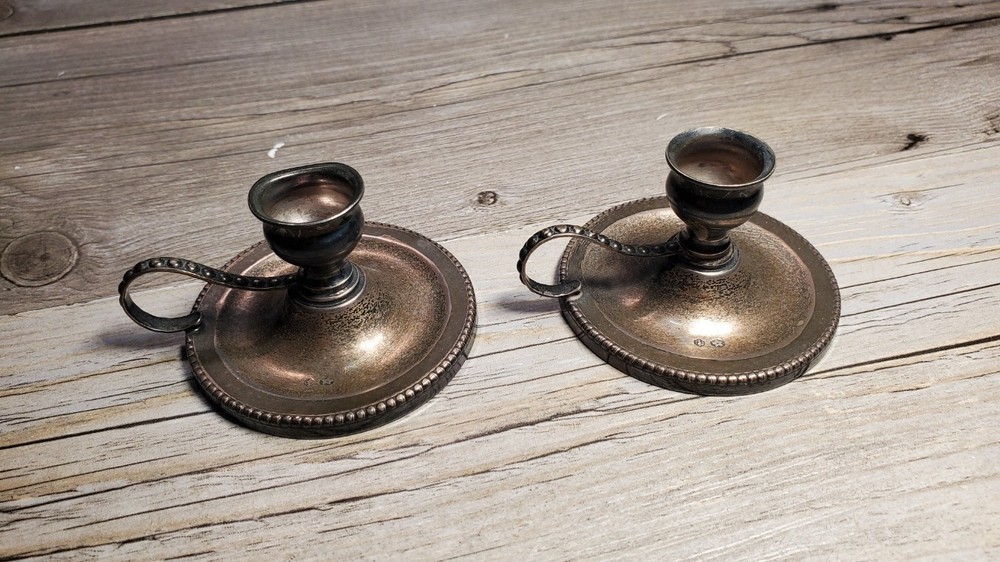 1890's solid silver Maastricht guild marked Dutch Neoclassical Candle Holders