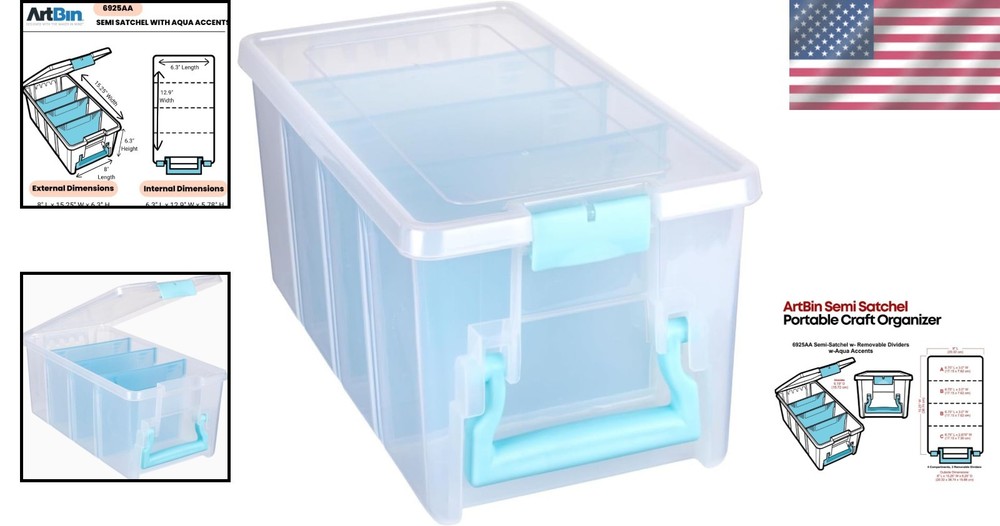 Stackable Waterproof Craft Organizer with Handle and Customizable Compartments