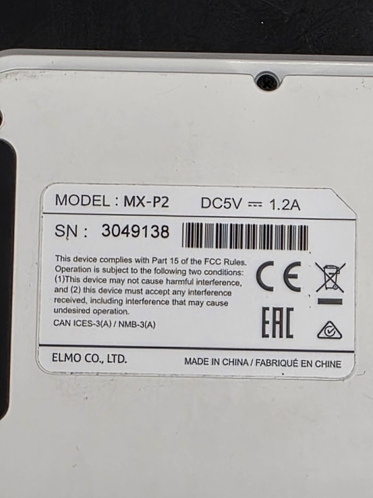Elmo MX-P2 4K Visual Presenter Document Camera *No Adapter* UNIT ONLY