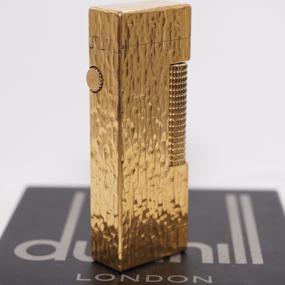 Dunhill Lighter Gold Bark Pattern-Ultrasonically Cleaned_Working