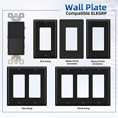 4 Way Decorative Light Switch, 15Amp, 120-277 Decorator Light Switch 10 Black