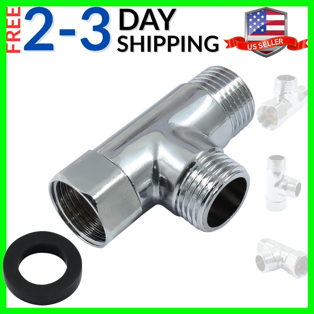 G1/2" 3 Way Diverter Valve, Solid Brass Tee Adapter Connection for Bath Showe...