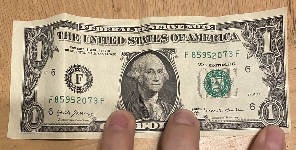 Misprint Miscut Error $1 Dollar Bill