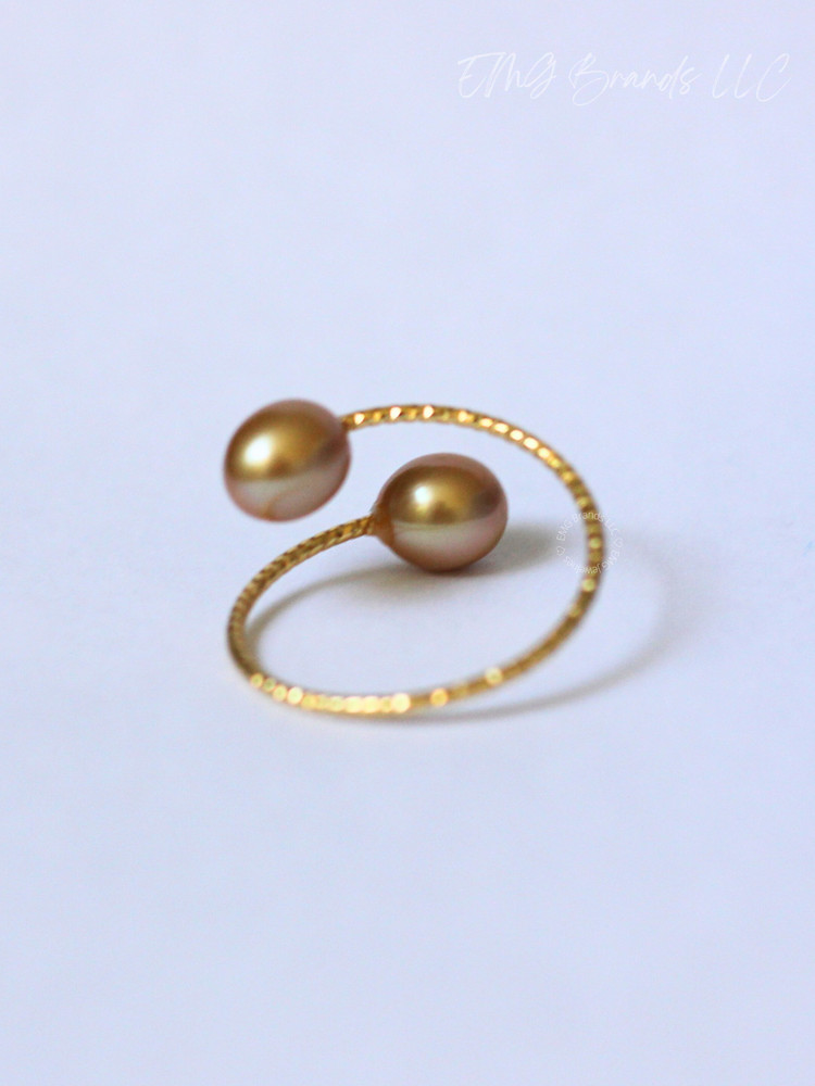Deep Golden Pearl Bypass Ring