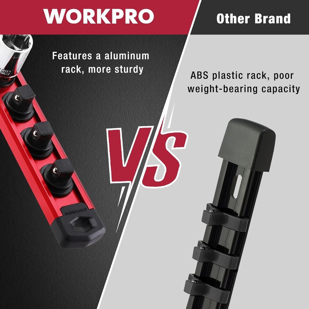 Aluminum Magnetic Socket Organizer with Movable Clips - Compact Garage Solution