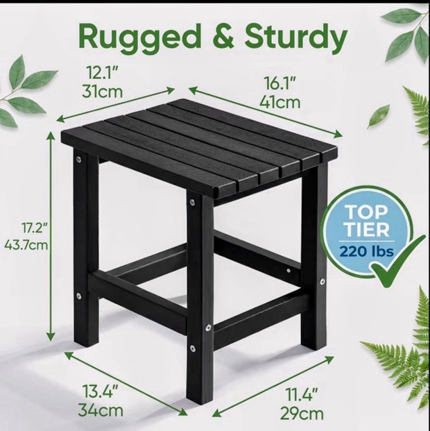 Weather Resistant Outdoor oversized Side Table Brown