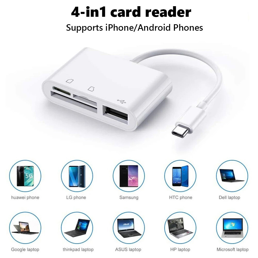 4 in 1 Memory Card Reader USB 3.0 OTG Adapter SD Card Reader For iPhone/iPad USA