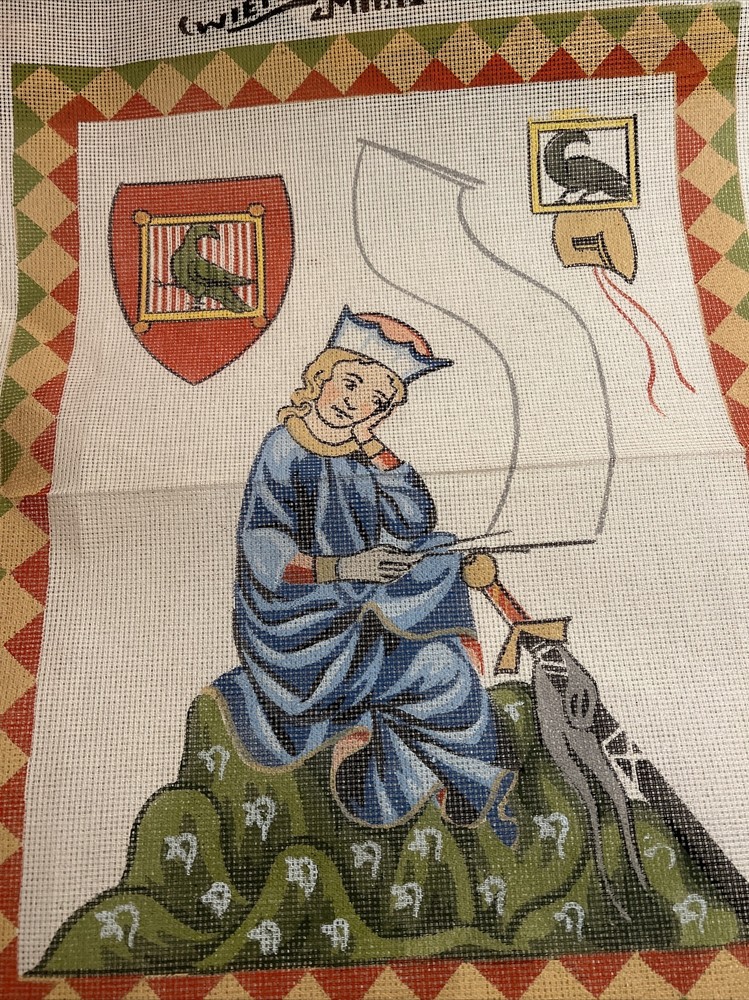 needlepoint canvas handpainted vintage