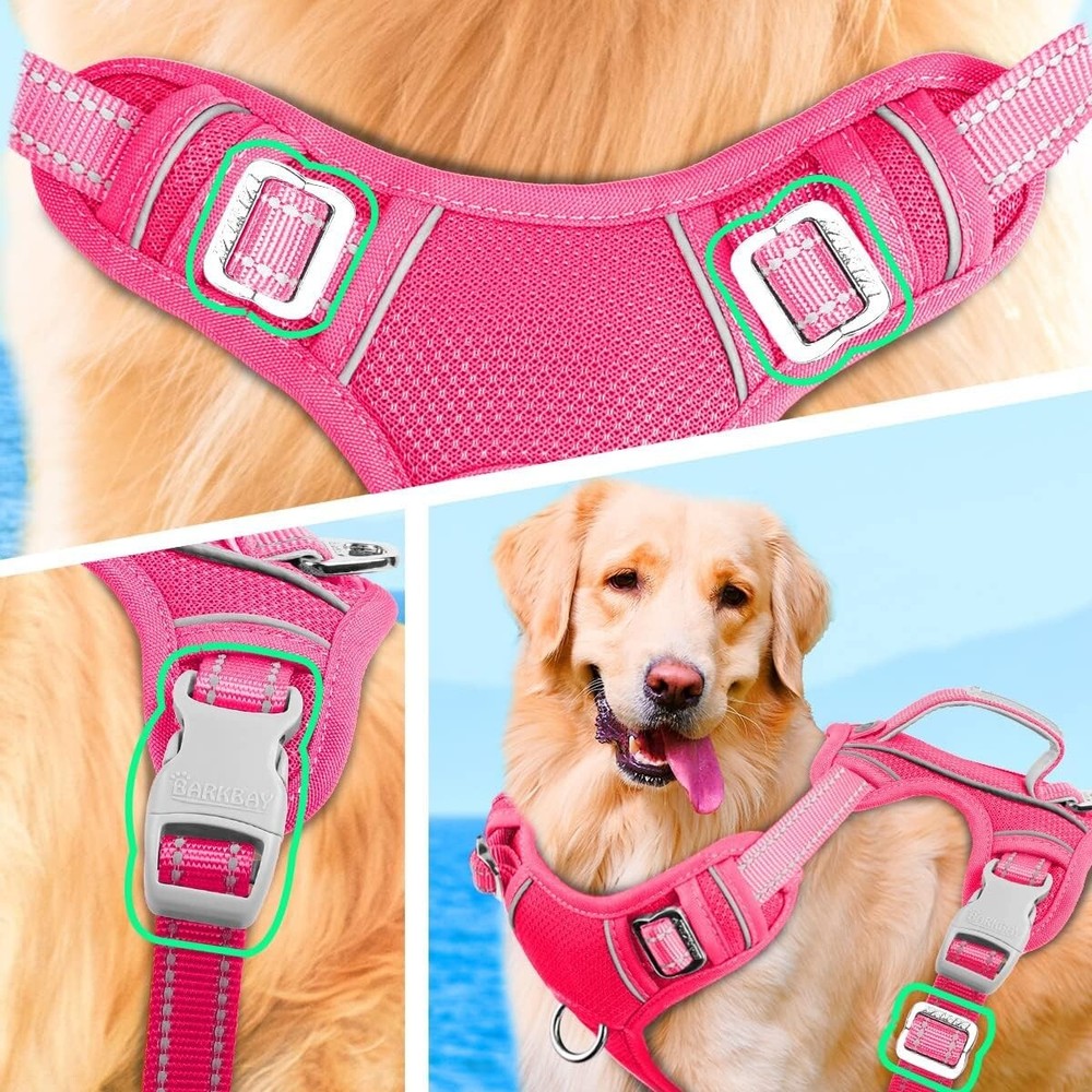 Innovative No-Pull Step-In Dog Harness with ID Tag Pocket - Pink, Medium