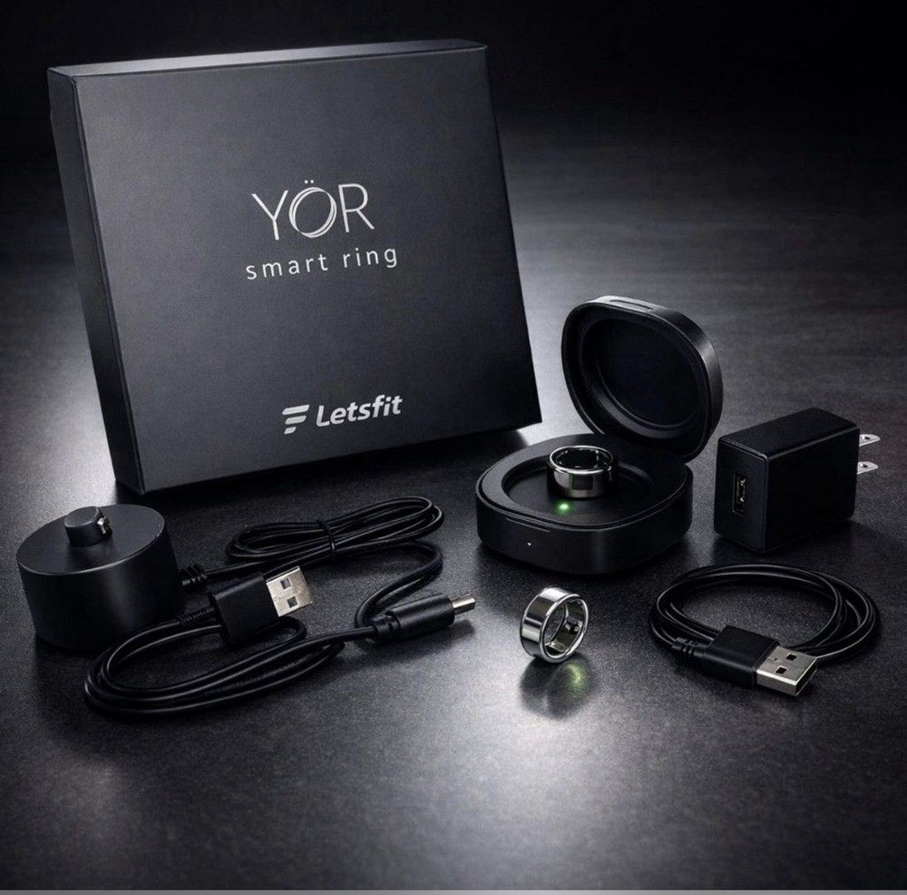 Letsfit YOR LR-11-SL-CASE Silver Smart Ring Activity Tracker Size 11