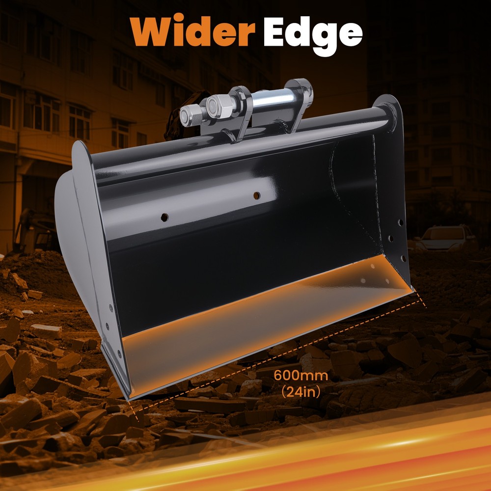 Excavator Bucket 23.6inch Width Digger Attachment 90mm Span 2 Hinge Pins