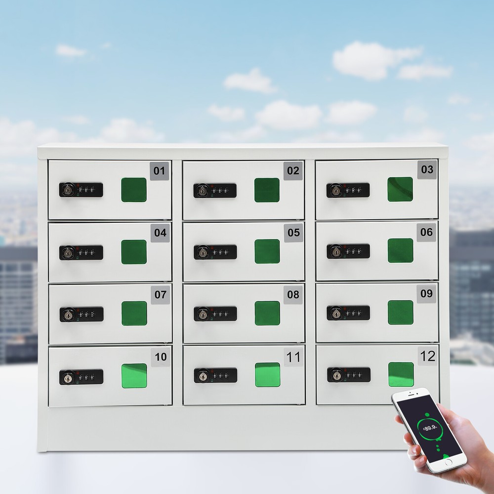 Cellphone Charging Station 12 Slots Cellphone Locker Rectangular 64.5*16*49cm
