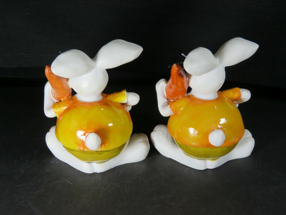 2 Vintage Easter Bunny Figures Happy Bunnies Decorations B2154