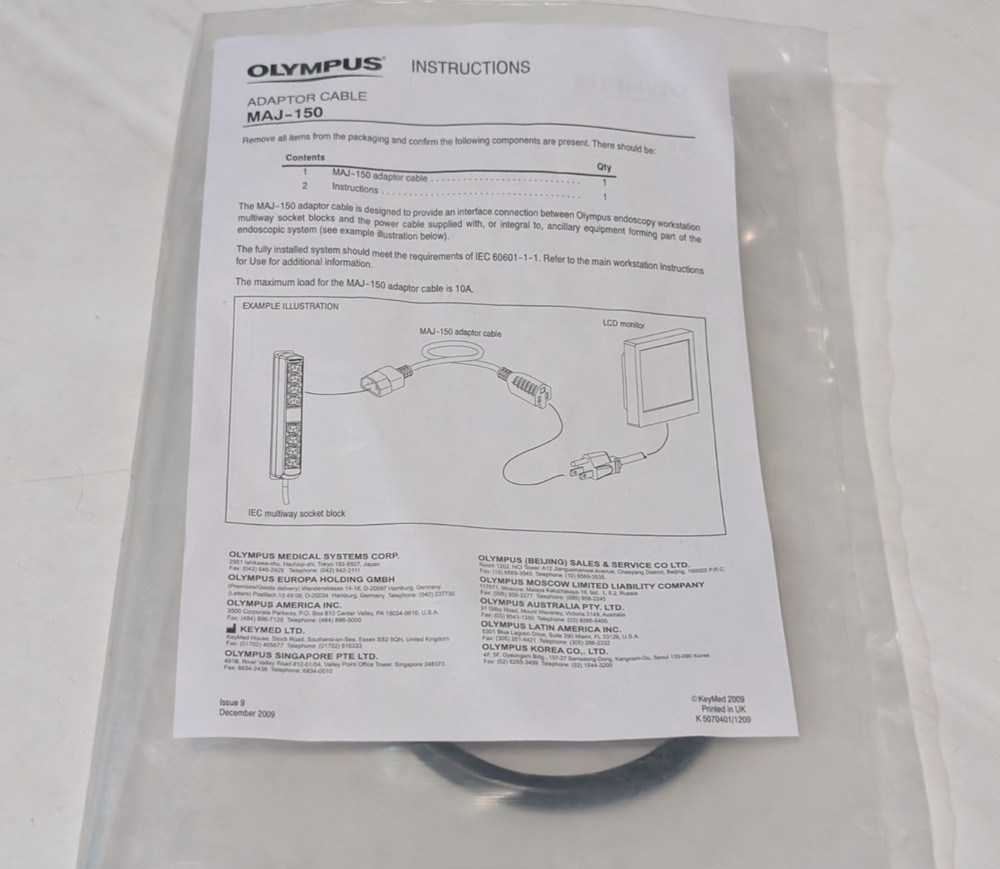 Olympus MAJ-150 Adaptor Cable Interface Connection for Endoscopy Workstation