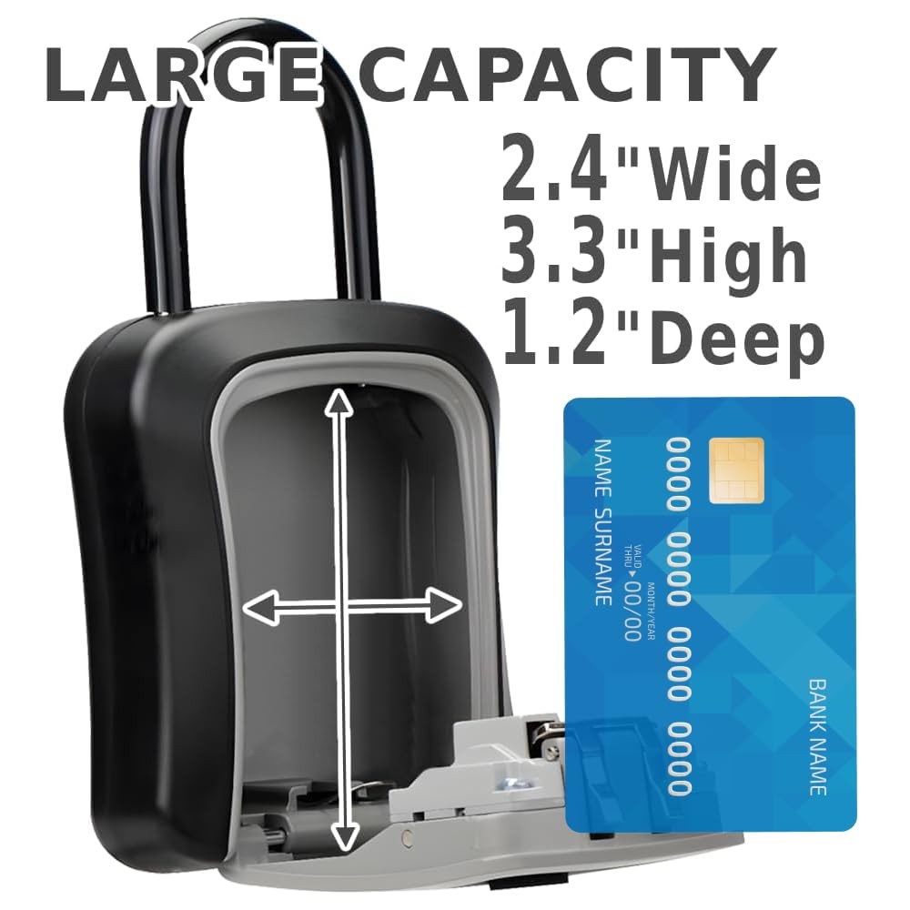 Lock Box for Keys with Code Resettable, Portable Lockbox Hide a Key Outside 4...
