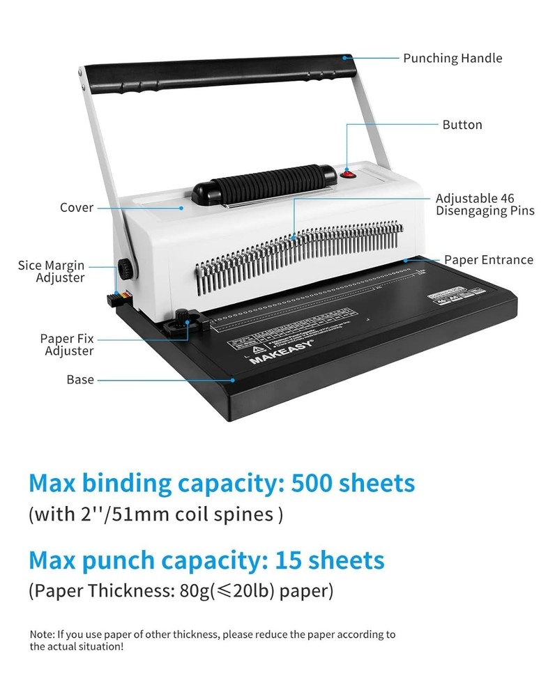 MAKEASY Spiral Coil Binding Machine with 46 Fully Disengaging Pins#3575ER6