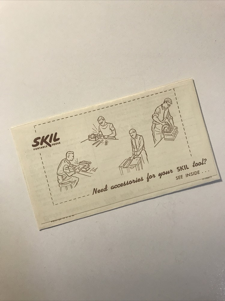Skil Builders Tools Saw Drill Pamphlet Catalog Ordering Envelope Vintage