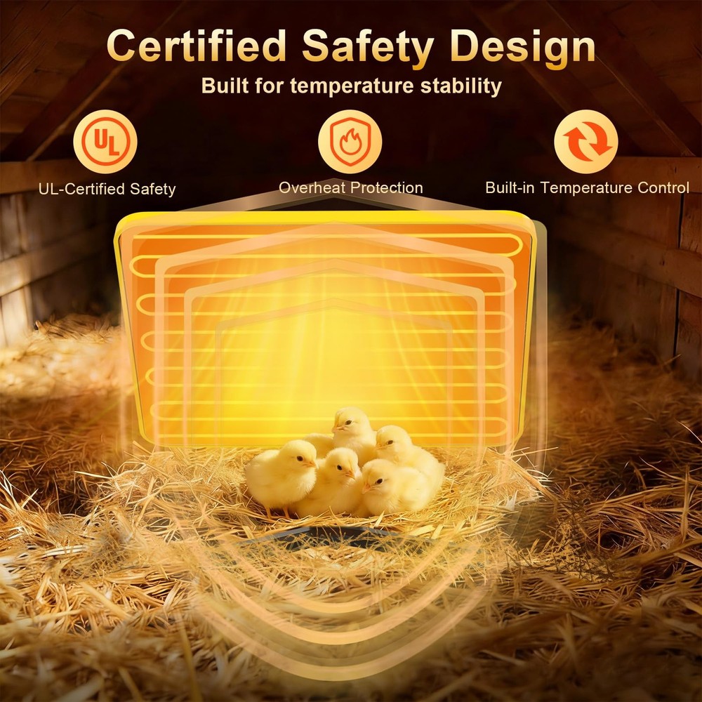 Lobeline Chick Brooder Heater Plate, UL Certified Radiant Heat Panel with Sma...