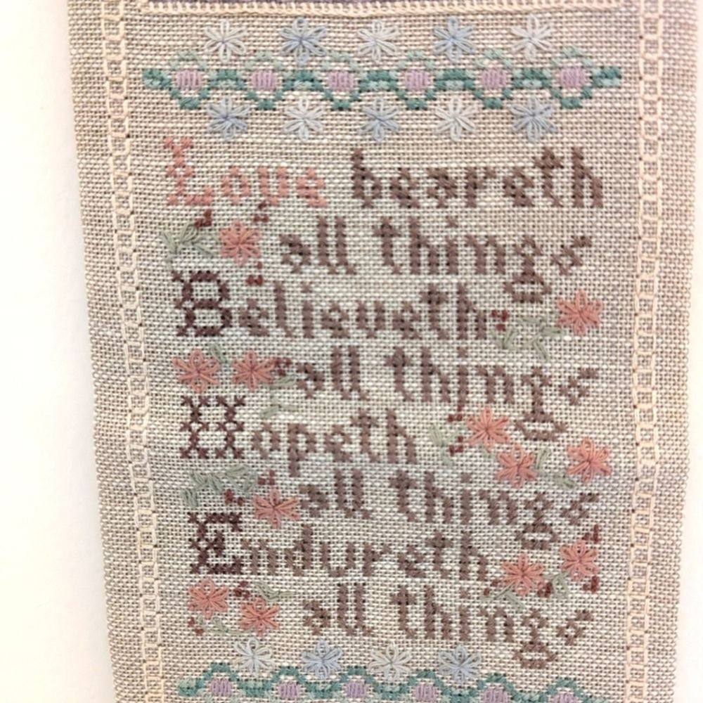 Cross Stitch Sampler Bell Pull Banner Completed Farm House Palmer