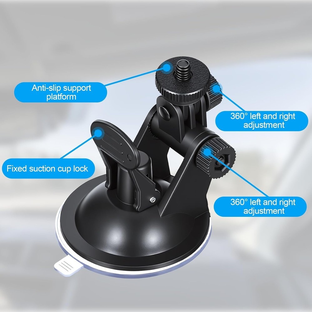 2 Pack Dash Cam Suction Cup Mount with 1/4 Screw Thread Windshield Camera Holder