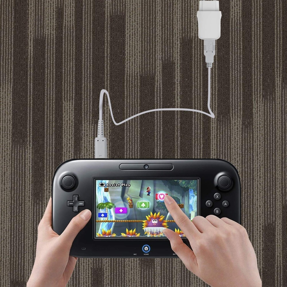 Wii U Gamepad Replacement USB Charger Cable - Durable & Tangle-Free Design