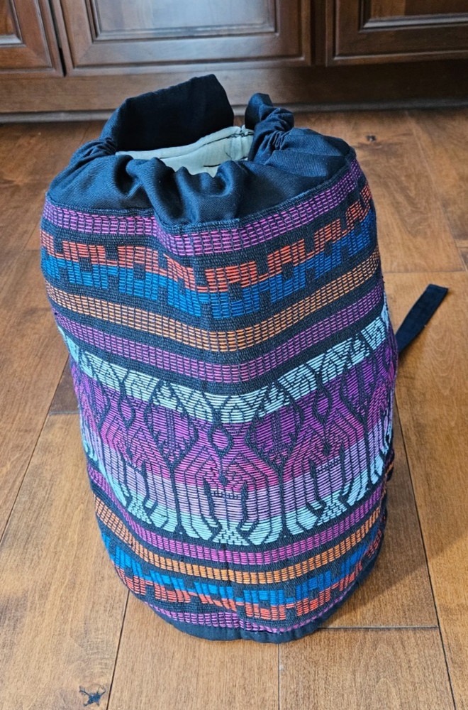 VTG Knapsack Drawstring Bag Woven Cotton Boho