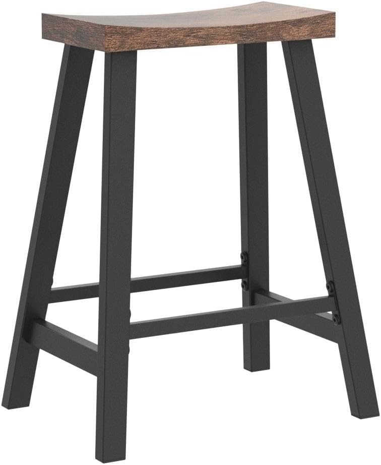 VASAGLE Bar Stools, Set of 2 Chairs, Kitchen 23.6"H, Rustic Brown