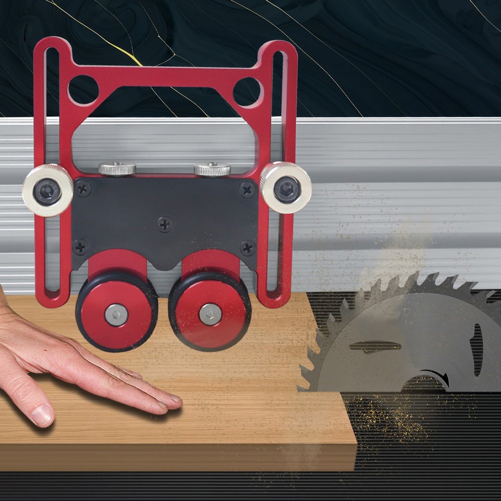Double Wheel Sliding Feeding Guide Roller Feather Board Tool Table Saw Router