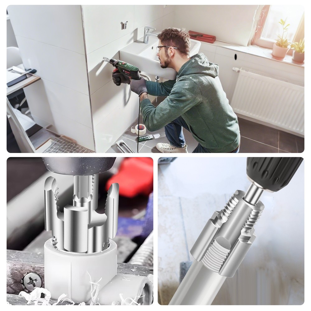 2x Integrated Internal & External Pipe Threading Tool For 1/2'' 3/4'' Water Pipe