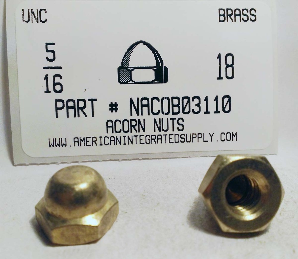 5/16-18 Acorn Cap Nuts Solid Brass (5)