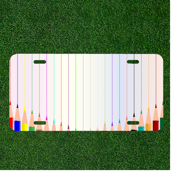 Custom Personalized License Plate Auto Tag With Color Pencil Cool Design