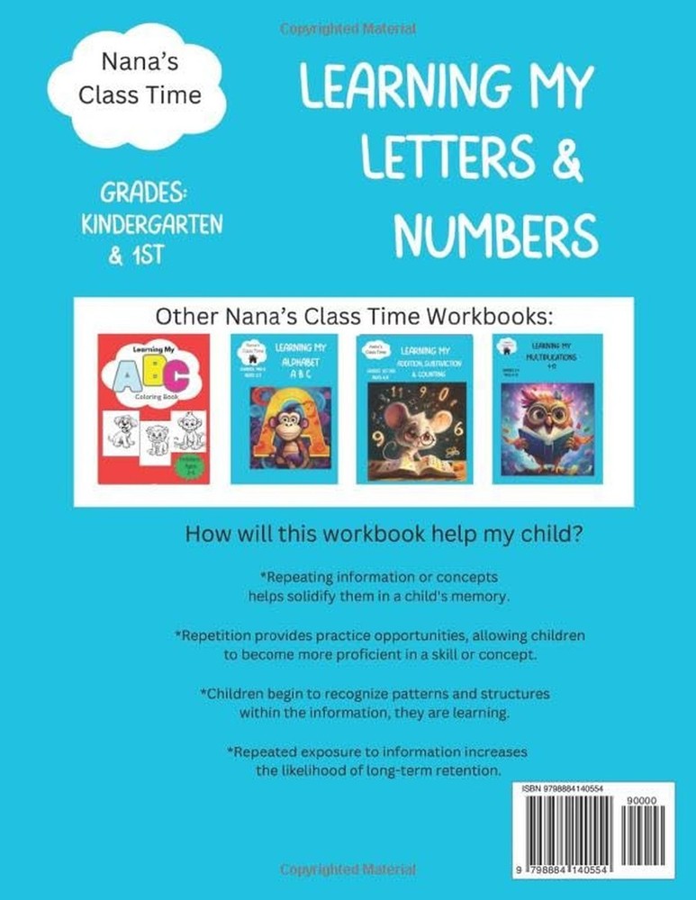 Learning My Letters & Numbers Workbook:: Nana's Class Time: Grades Kindergart...