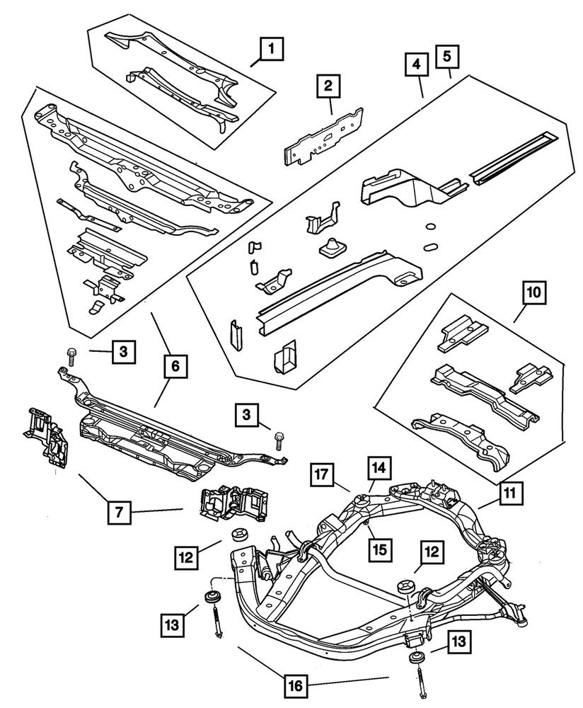 Genuine Mopar Front Side Rail Reinforcement Left 4580311AE
