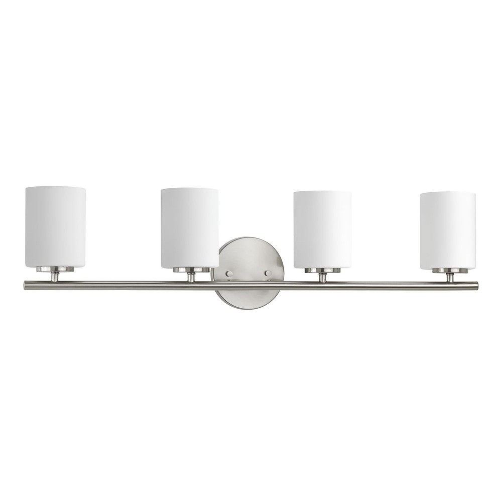 Progress Lighting 4-Light Etched White Glass Modern Bath Vanity Light, Replay---
