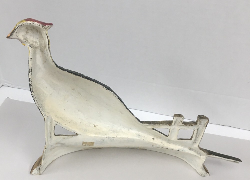 VINTAGE CAST IRON Door Stop pheasant Hand Painted