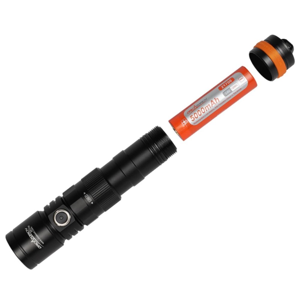 OrcaTorch DC710 USB-C Direct Charging 3000 Lumens Dive Light Black